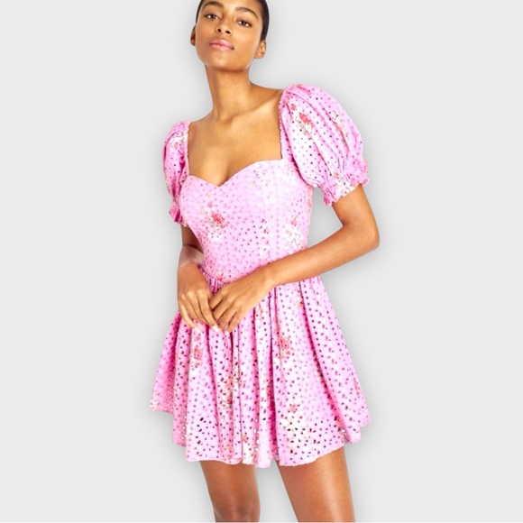 LoveShackFancy Altima Mini Dress Pink Size M (Retail: $400), Revolve Mini Dress - Picture 2 of 9